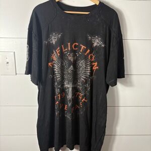 Affliction Live Fast 1973 Eagle Graphic T-Shirt Mens 4XL Black Grunge Rock Biker
